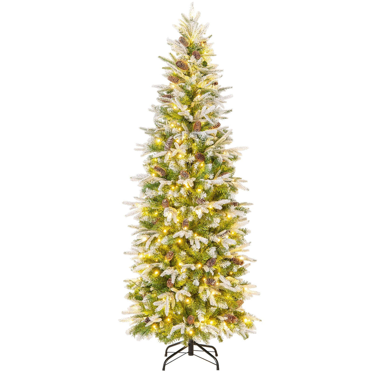 6/7.5/9 Feet Pre-Lit Artificial Christmas Tree Snow Flocked Hinged Cartsfy Inc.