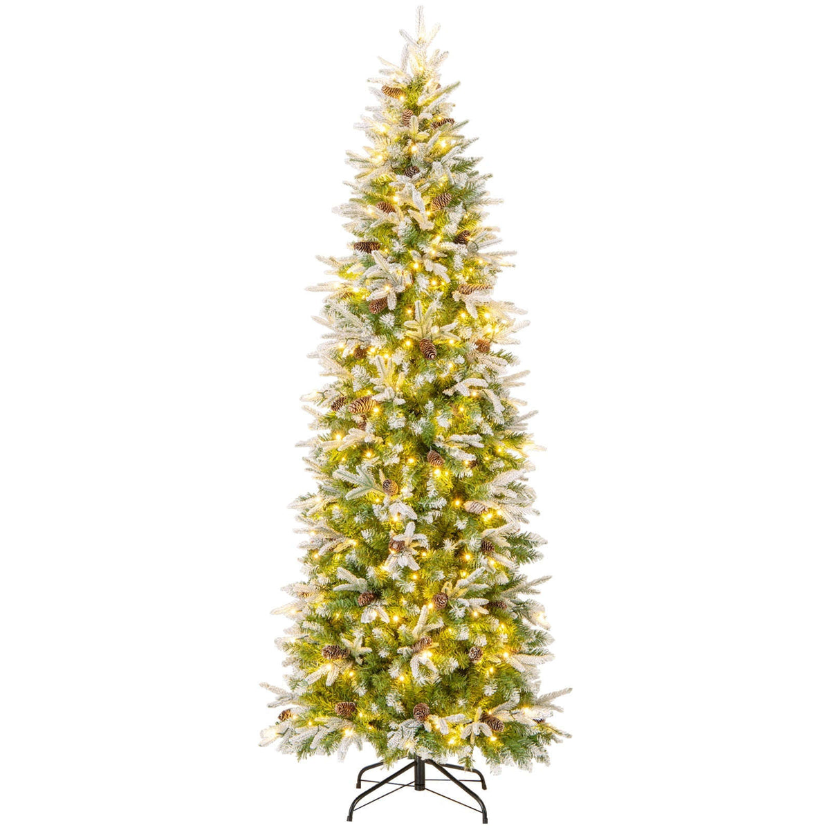 6/7.5/9 Feet Pre-Lit Artificial Christmas Tree Snow Flocked Hinged Cartsfy Inc.