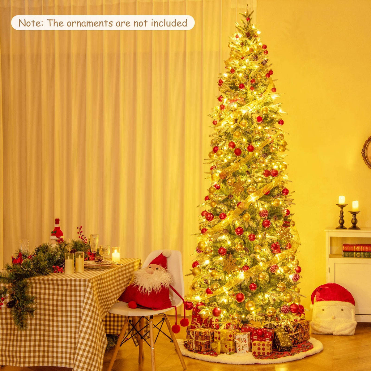 6/7.5/9 Feet Pre-Lit Artificial Christmas Tree Snow Flocked Hinged Cartsfy Inc.