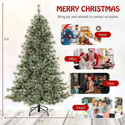 6/7.5/9 FT Artificial Christmas Tree Pre-Lit Hinged Holiday Tree with 360° Quick Power Connector Cartsfy Inc.