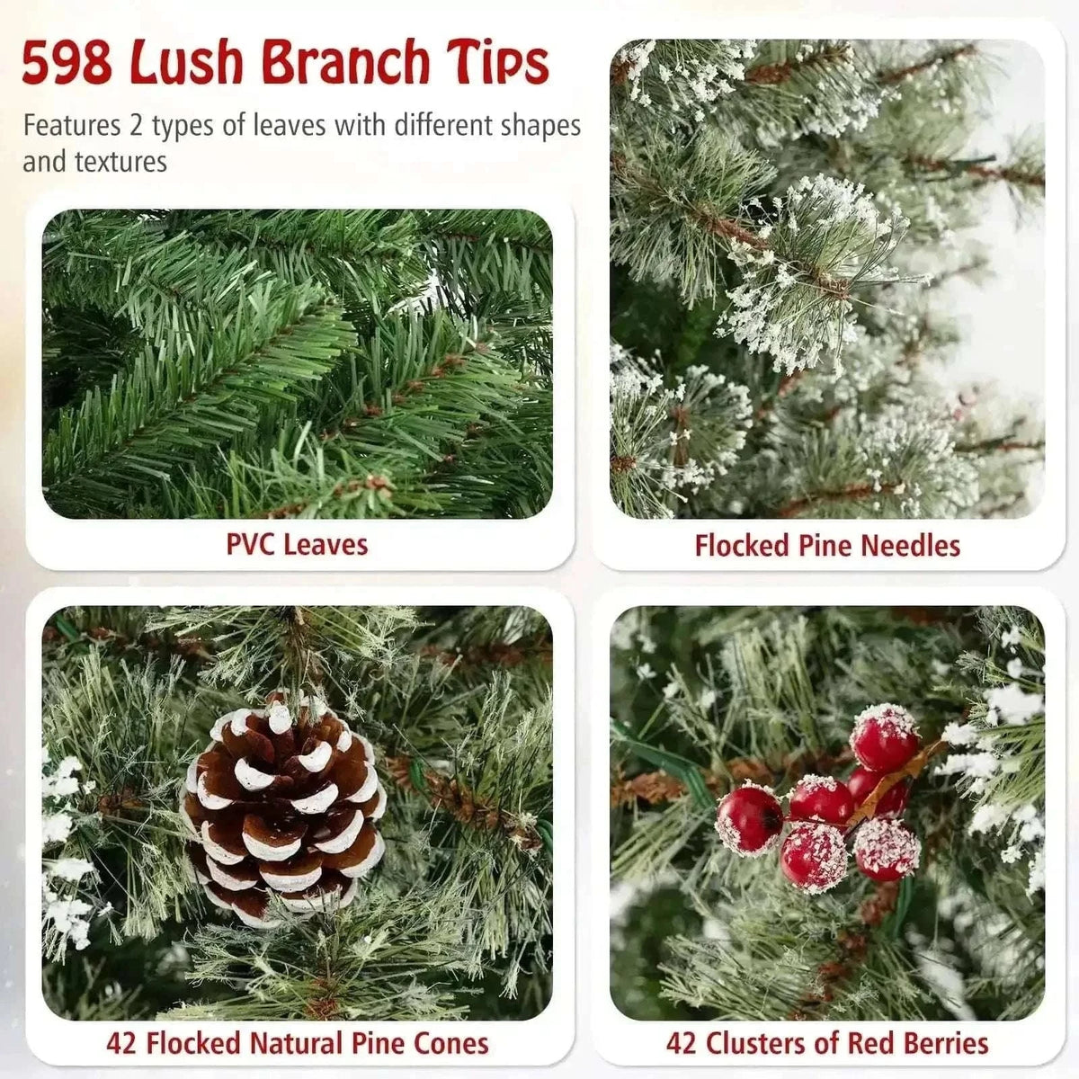 6/7.5/9 FT Artificial Christmas Tree Pre-Lit Hinged Holiday Tree with 360° Quick Power Connector Cartsfy Inc.