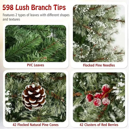 6/7.5/9 FT Artificial Christmas Tree Pre-Lit Hinged Holiday Tree with 360° Quick Power Connector Cartsfy Inc.