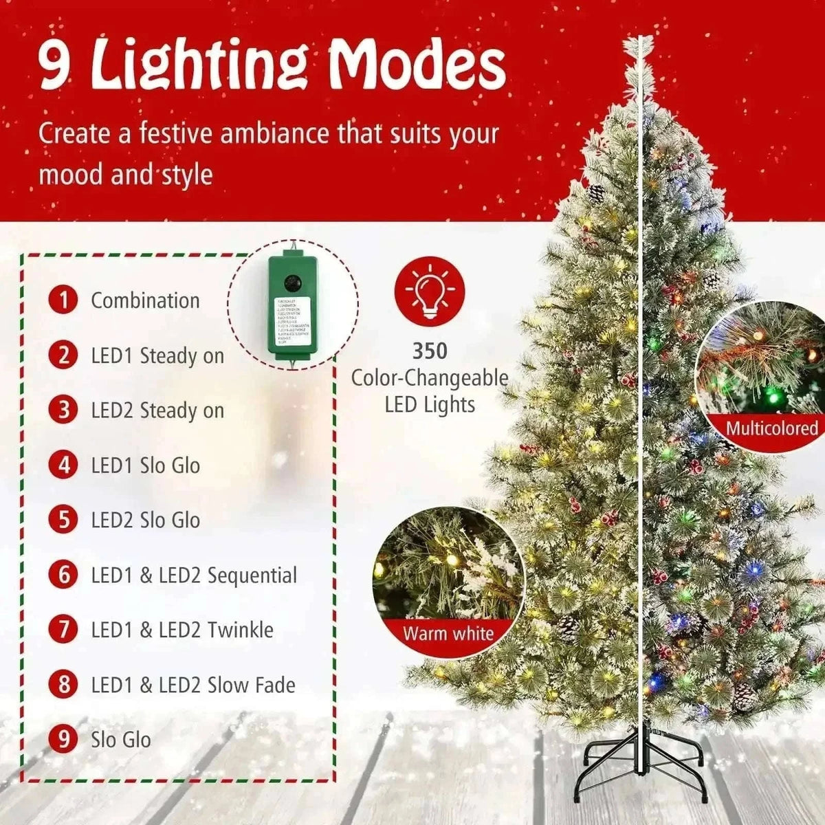 6/7.5/9 FT Artificial Christmas Tree Pre-Lit Hinged Holiday Tree with 360° Quick Power Connector Cartsfy Inc.
