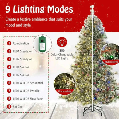 6/7.5/9 FT Artificial Christmas Tree Pre-Lit Hinged Holiday Tree with 360° Quick Power Connector Cartsfy Inc.