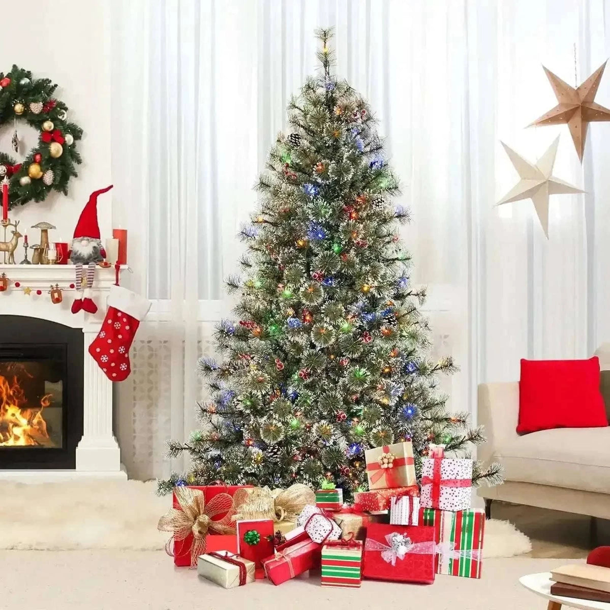 6/7.5/9 FT Artificial Christmas Tree Pre-Lit Hinged Holiday Tree with 360° Quick Power Connector Cartsfy Inc.