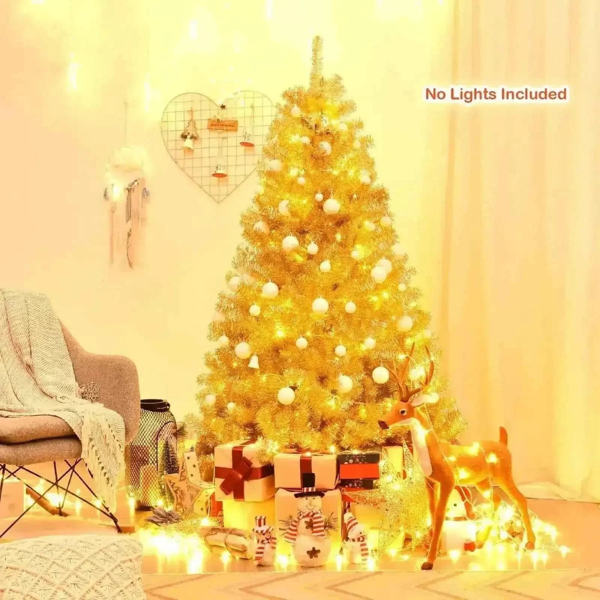 6/7.5 Feet Artificial Tinsel Christmas Tree Hinged with Foldable Stand
