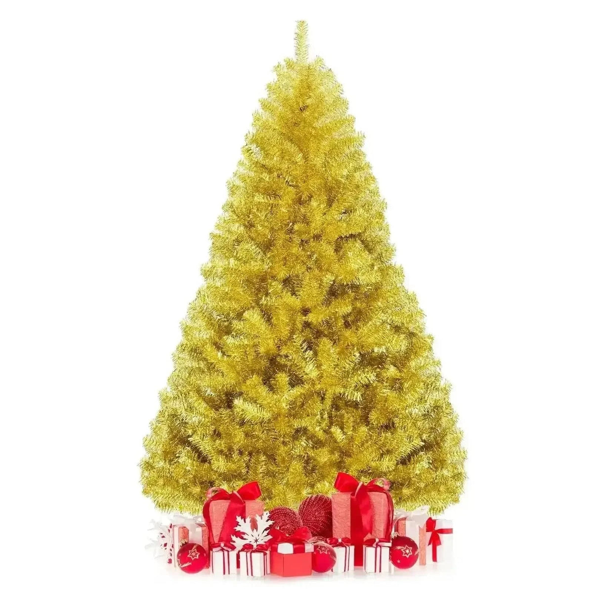 6/7.5 Feet Artificial Tinsel Christmas Tree Hinged with Foldable Stand Cartsfy Inc.