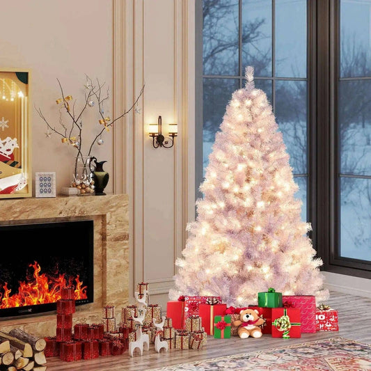 6/7.5 FT Pre-Lit Tinsel Christmas Tree Artificial Xmas Tree Cartsfy Inc.