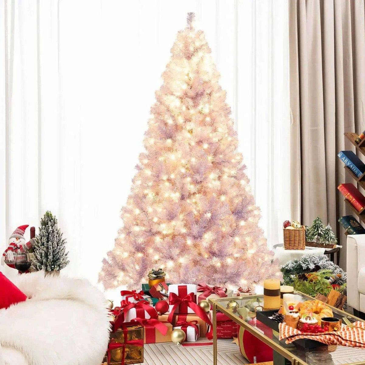 6/7.5 FT Pre-Lit Tinsel Christmas Tree Artificial Xmas Tree Cartsfy Inc.