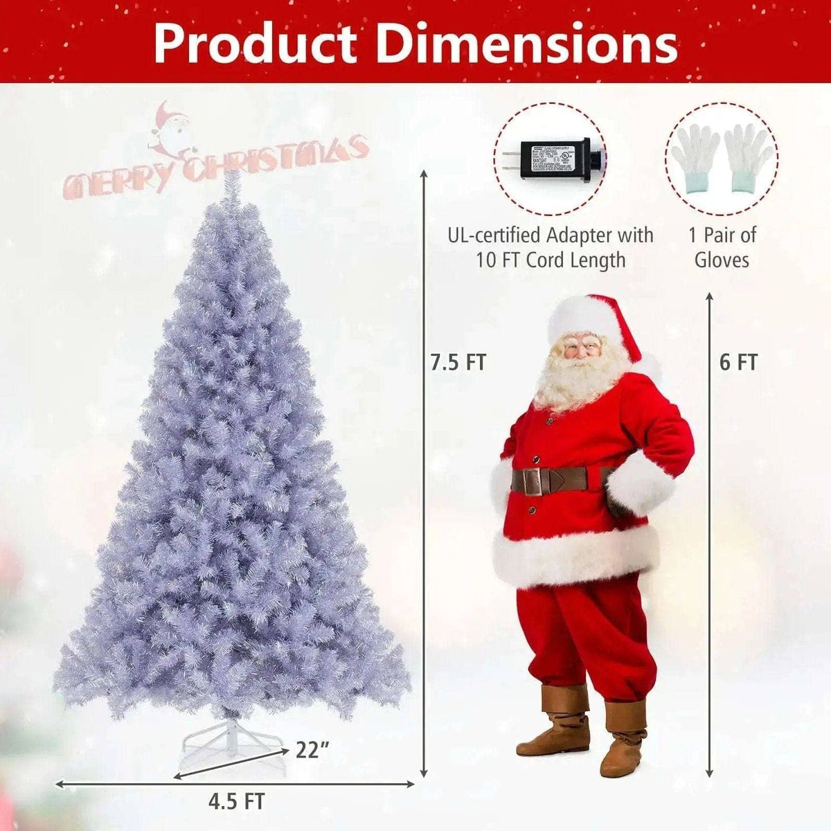 6/7.5 FT Pre-Lit Tinsel Christmas Tree Artificial Xmas Tree Cartsfy Inc.
