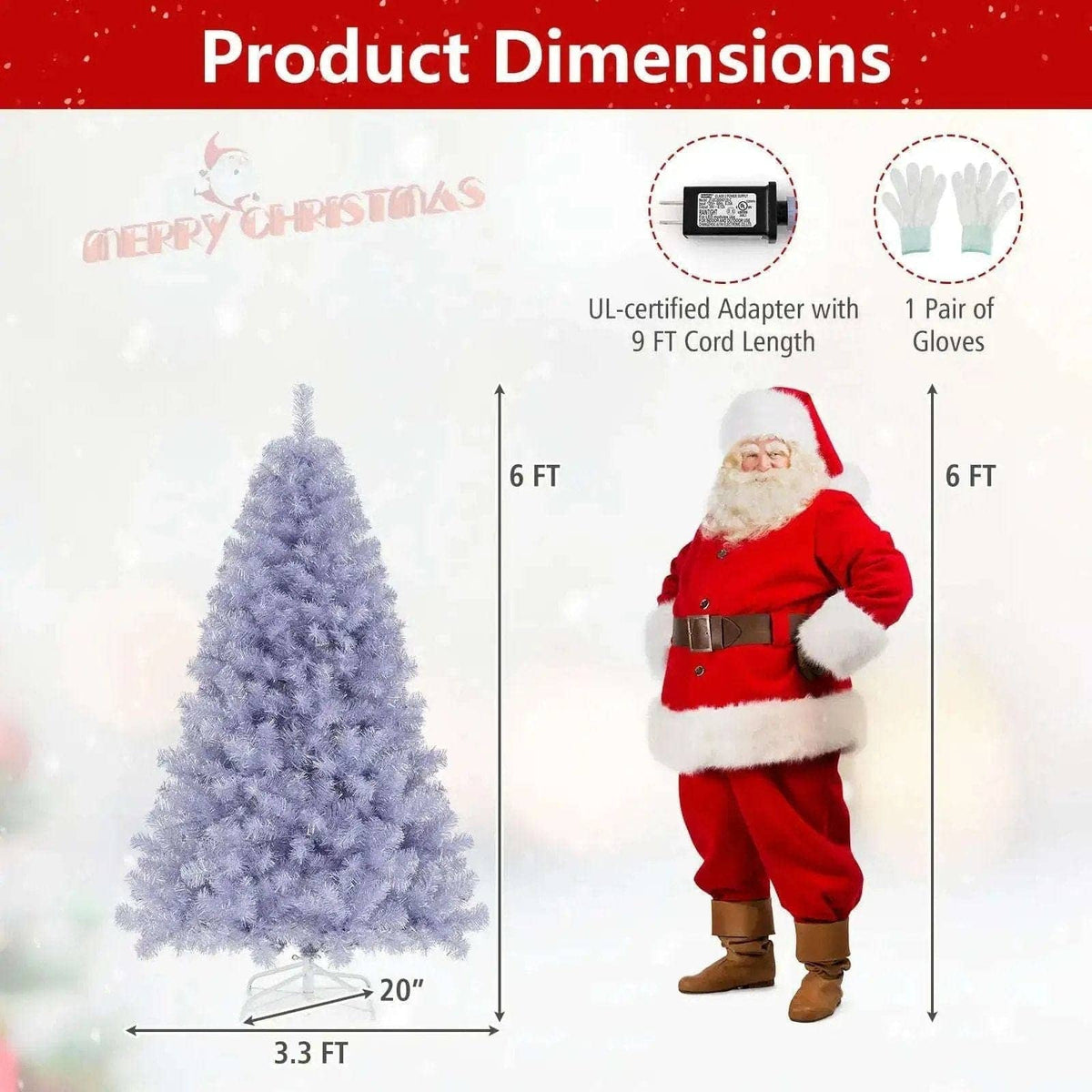 6/7.5 FT Pre-Lit Tinsel Christmas Tree Artificial Xmas Tree Cartsfy Inc.