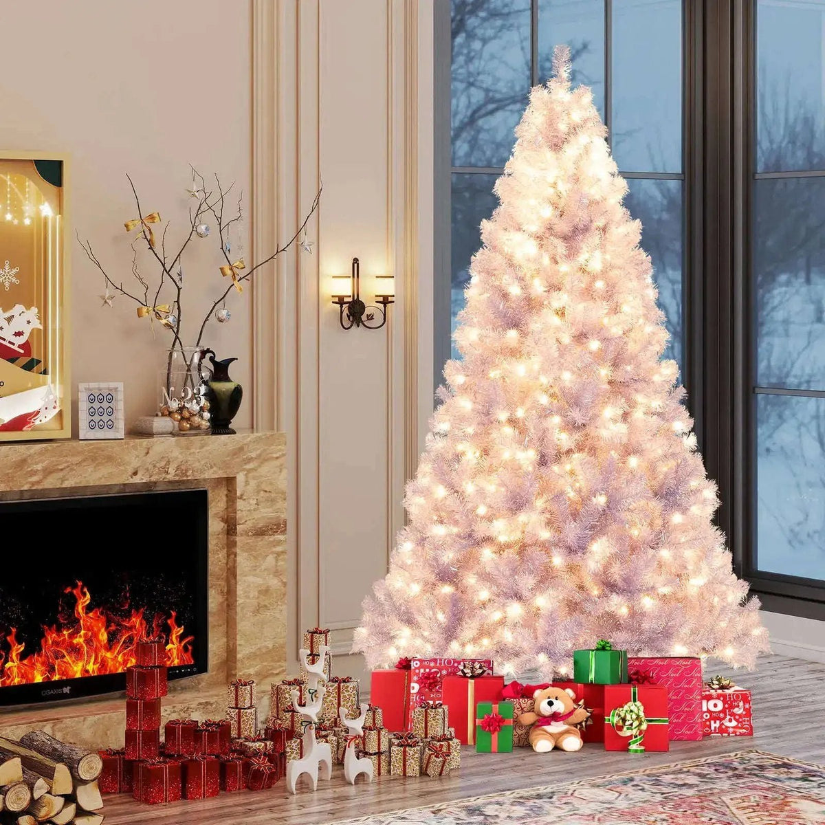 6/7.5 FT Pre-Lit Tinsel Christmas Tree Artificial Xmas Tree Cartsfy Inc.