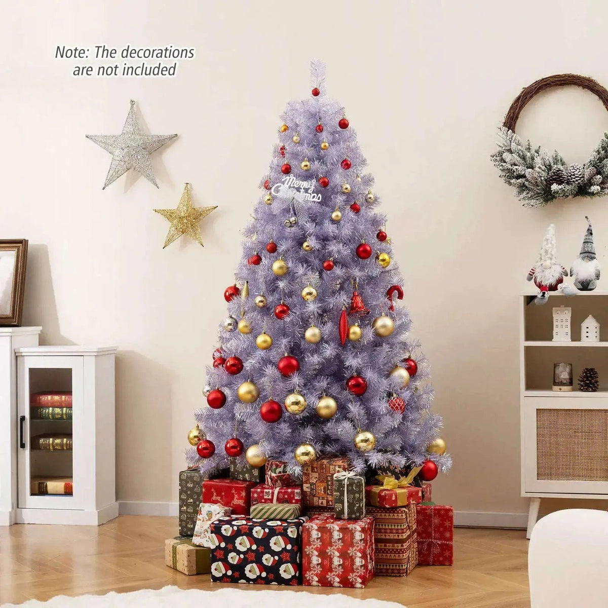 6/7.5 FT Pre-Lit Tinsel Christmas Tree Artificial Xmas Tree Cartsfy Inc.