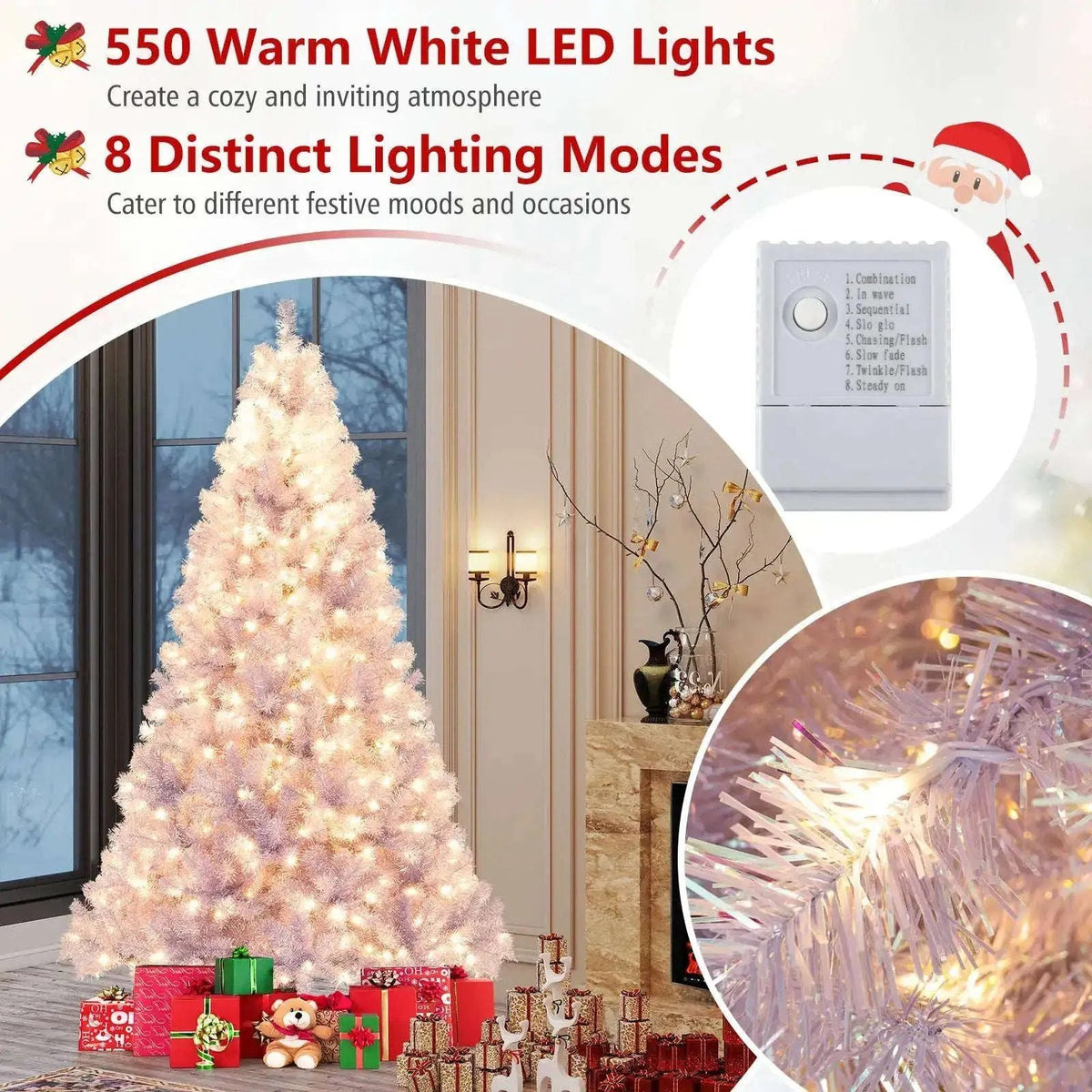 6/7.5 FT Pre-Lit Tinsel Christmas Tree Artificial Xmas Tree Cartsfy Inc.