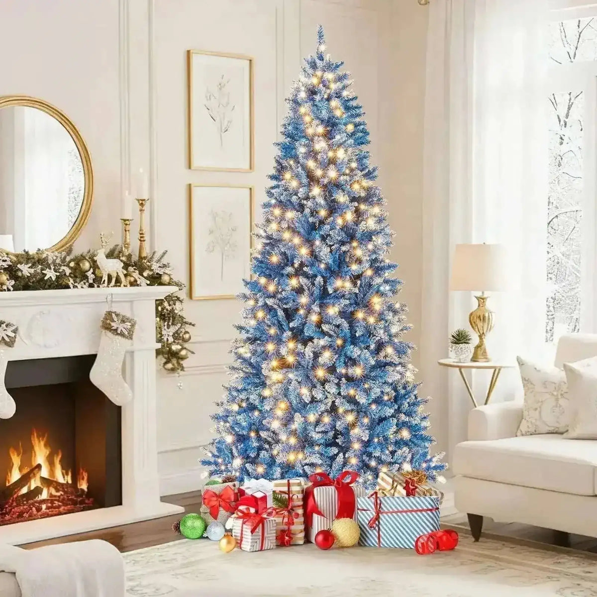 6/7/8/9 FT Artificial Christmas Tree with 767 Snowy Branch Tips Cartsfy Inc.