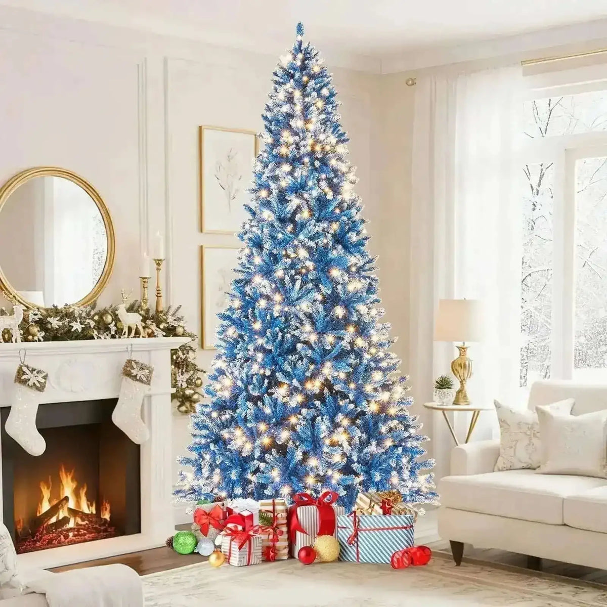 6 to 9 FT Artificial Christmas Tree with 767 Snowy Branch Tips