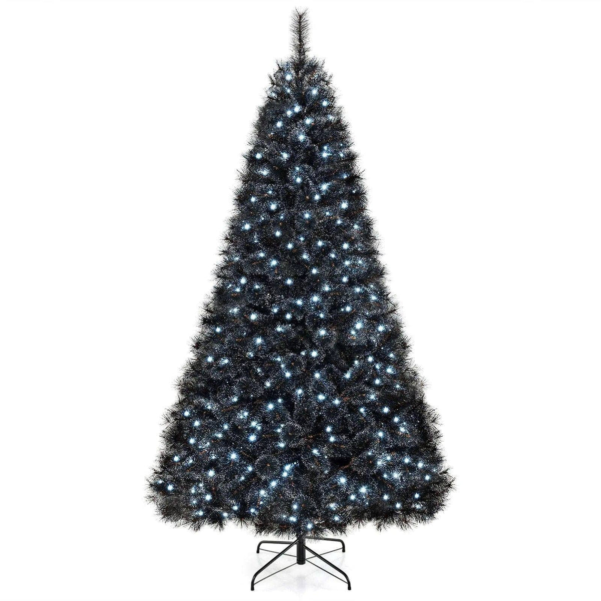 6/7/8 Feet Black Artificial Halloween Christmas Tree with PVC Branch Tips and 210/320/450 Cool White LED Lights DirectDeals M S L M-S-L-