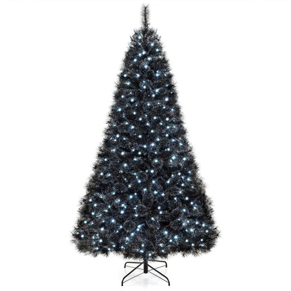 6/7/8 Feet Black Artificial Halloween Christmas Tree with PVC Branch Tips and 210/320/450 Cool White LED Lights DirectDeals M S L M-S-L-