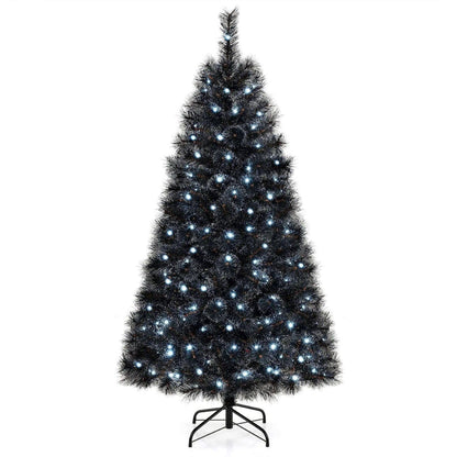 6/7/8 Feet Black Artificial Halloween Christmas Tree with PVC Branch Tips and 210/320/450 Cool White LED Lights DirectDeals M S L M-S-L-