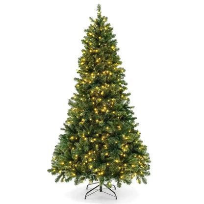 6/7/8 Feet Hinged Christmas Tree with PVC Branch Tips Warm White LED Lights Cartsfy Inc.