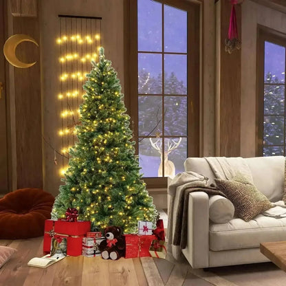 6/7/8 Feet Hinged Christmas Tree with PVC Branch Tips Warm White LED Lights Cartsfy Inc.