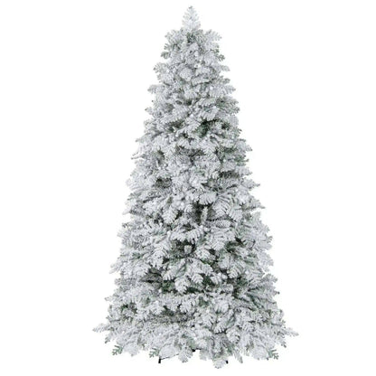 6/7 Feet Artificial Snow-flocked Christmas Tree Pre-lit Hinged Xmas Tree with 130 Twinkle Balls Cartsfy Inc.