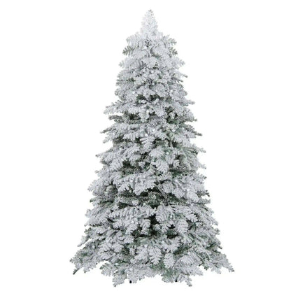 6/7 Feet Artificial Snow-flocked Christmas Tree Pre-lit Hinged Xmas Tree with 130 Twinkle Balls Cartsfy Inc.