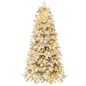 6/7 Feet Artificial Snow-flocked Christmas Tree Pre-lit Hinged Xmas Tree with 130 Twinkle Balls Cartsfy Inc.
