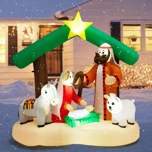 6.7 Feet Christmas Inflatable Nativity Scene with LED Lights DirectDeals Default Title Default Title-