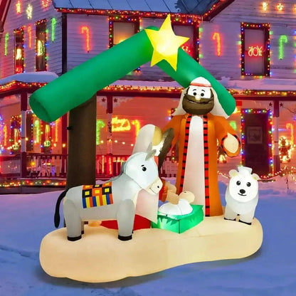 6.7 Feet Christmas Inflatable Nativity Scene with LED Lights Cartsfy Inc.