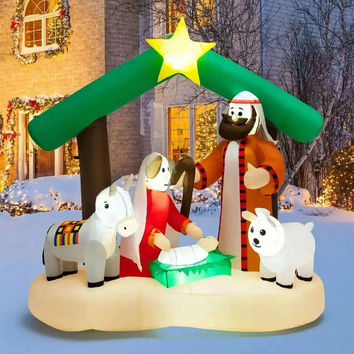 6.7 Feet Christmas Inflatable Nativity Scene with LED Lights Cartsfy Inc.