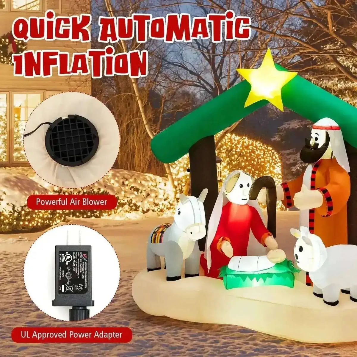 6.7 Feet Christmas Inflatable Nativity Scene with LED Lights Cartsfy Inc.