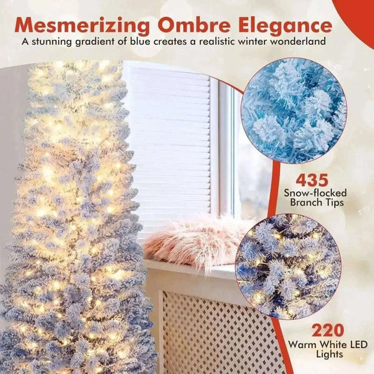 6/7 Feet Snow-flocked Artificial Christmas Tree with 220/290 Warm White LED Lights Cartsfy Inc.
