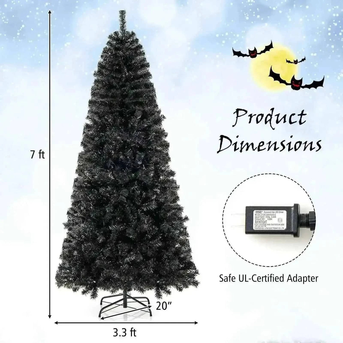 6/7 FT Artificial Christmas Tree with Bendable Top Section and Warm Light