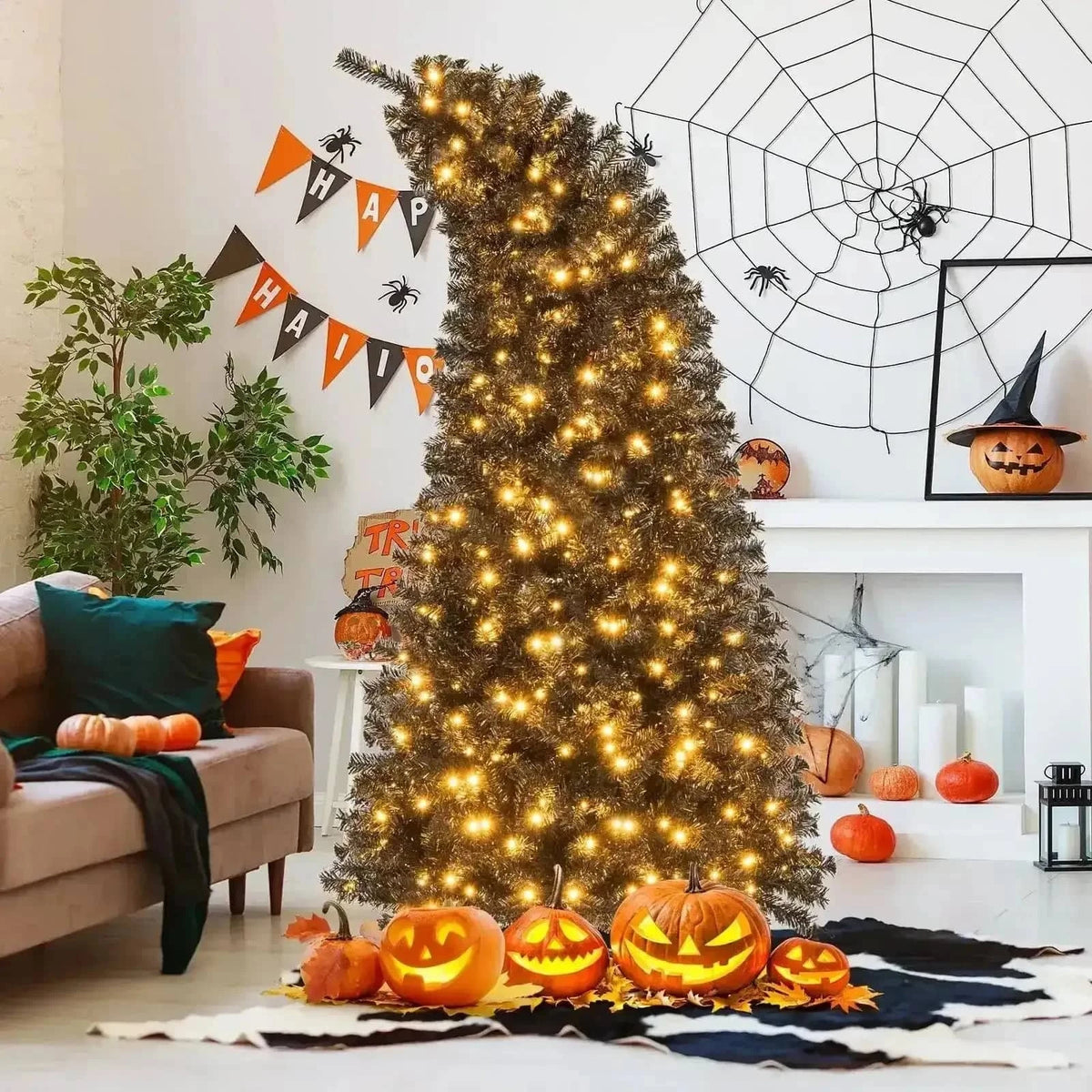 6/7 FT Artificial Christmas Tree with Bendable Top Section and Warm Light Cartsfy Inc.