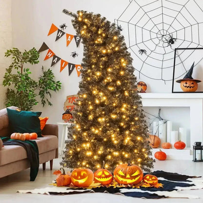 6/7 FT Artificial Christmas Tree with Bendable Top Section and Warm Light Cartsfy Inc.