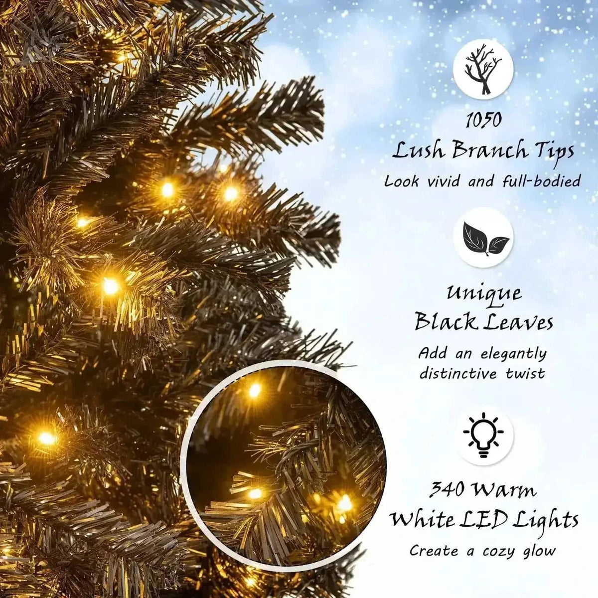 6/7 FT Artificial Christmas Tree with Bendable Top Section and Warm Light Cartsfy Inc.