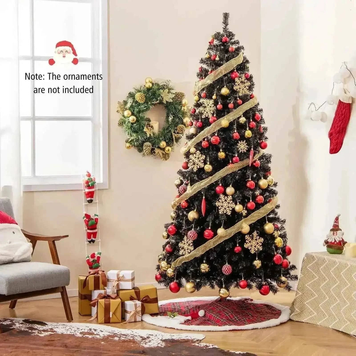 7 FT Artificial Christmas Tree with Bendable Top and Warm White Lights
