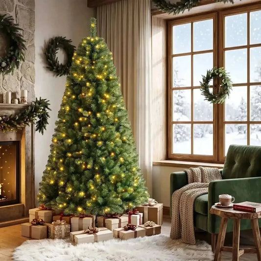 6-8 Ft Pre-Lit Artificial Christmas Tree with Remote Control Cartsfy Inc.