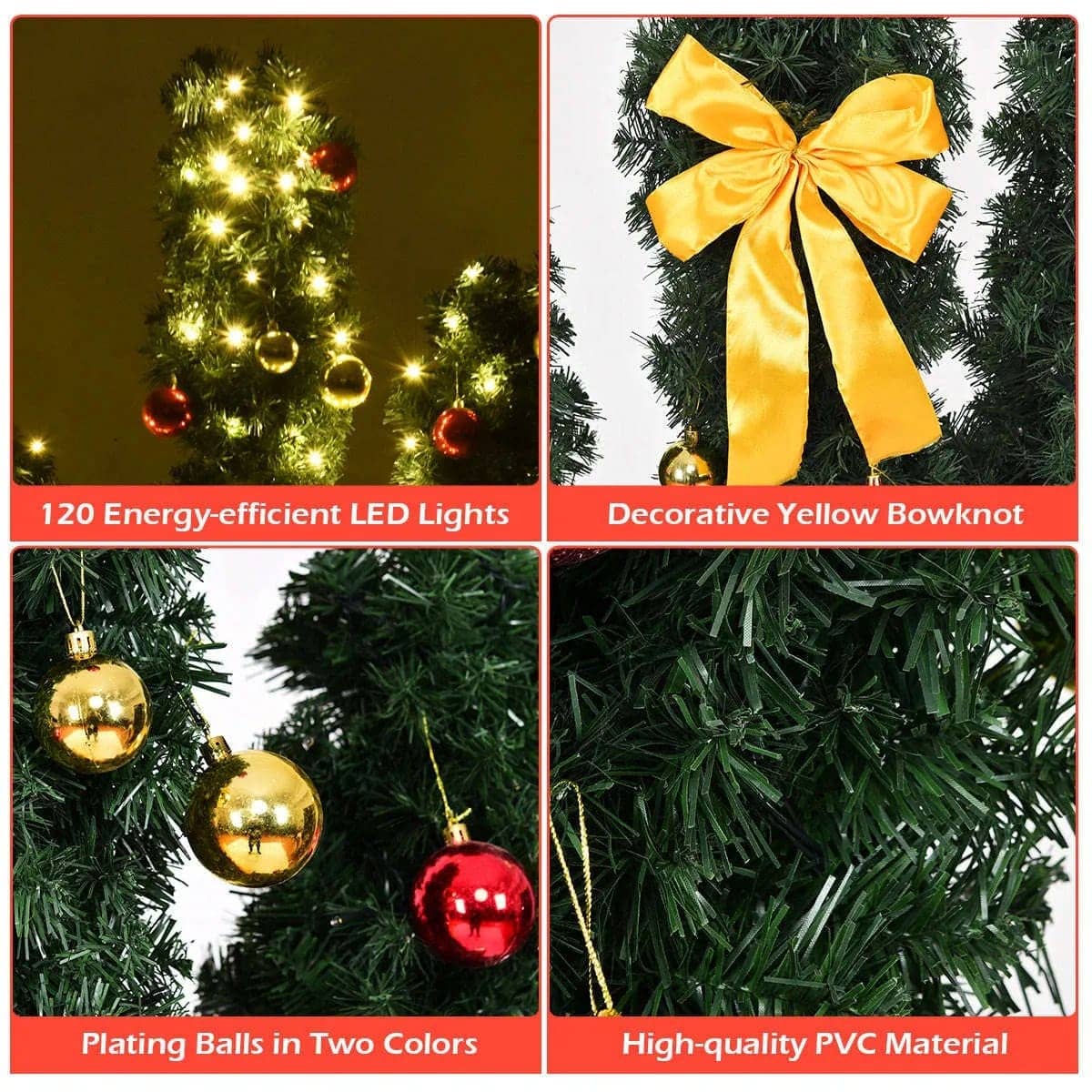 6 Feet Artificial Cactus PVC Christmas Tree with LED Lights and Ball Ornaments DirectDeals 5 Ft 7 Ft 6 Ft 5 Ft-7 Ft-6 Ft-