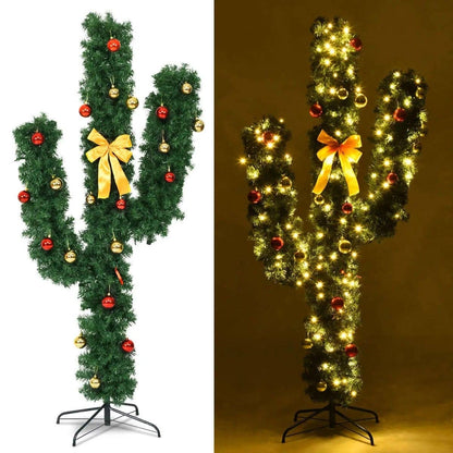 6 Feet Artificial Cactus PVC Christmas Tree with LED Lights and Ball Ornaments DirectDeals 5 Ft 7 Ft 6 Ft 5 Ft-7 Ft-6 Ft-