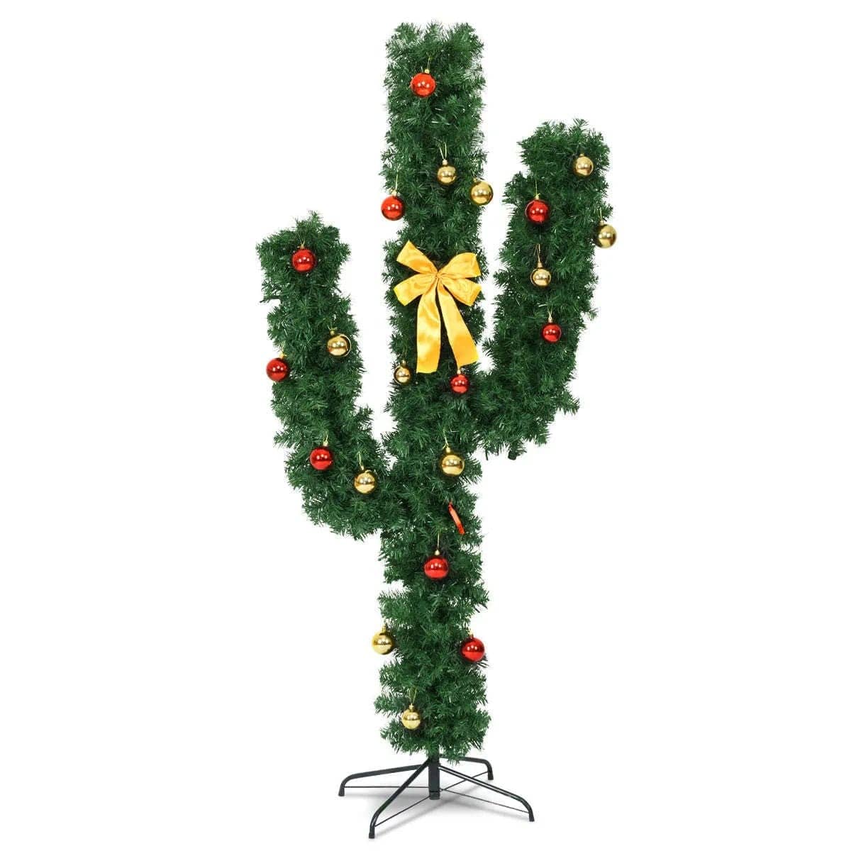 6 Feet Artificial Cactus PVC Christmas Tree with LED Lights and Ball Ornaments DirectDeals 5 Ft 7 Ft 6 Ft 5 Ft-7 Ft-6 Ft-