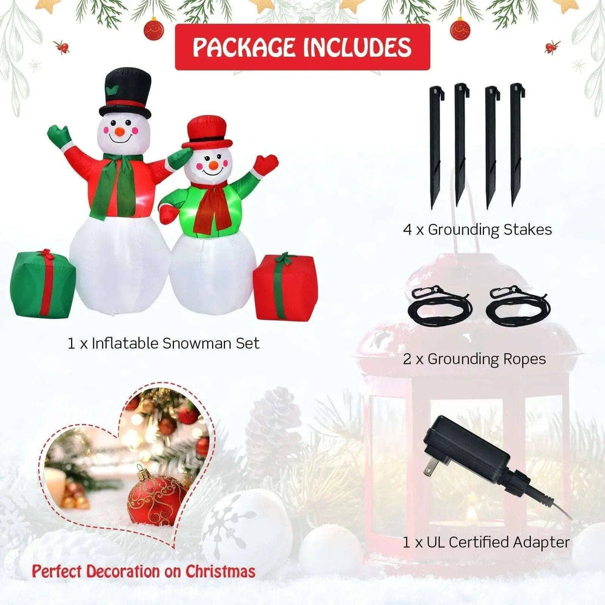 6 Feet Christmas Inflatable Snowmen Blow Up Christmas Decoration Cartsfy Inc.