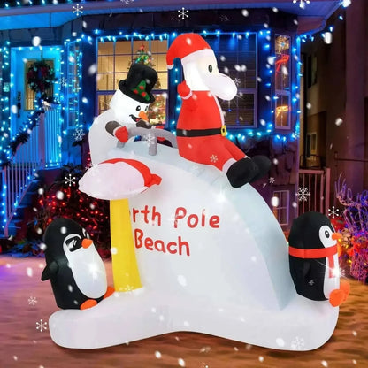 6 Feet Christmas Inflatable with Blow up Penguins and Santa Decoration Cartsfy Inc.
