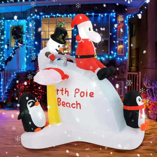 6 Feet Christmas Inflatable with Blow up Penguins and Santa Decoration Cartsfy Inc.