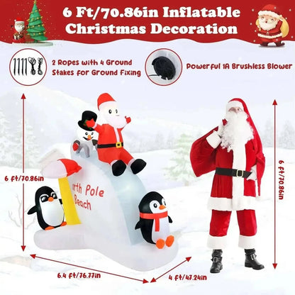 6 Feet Christmas Inflatable with Blow up Penguins and Santa Decoration Cartsfy Inc.