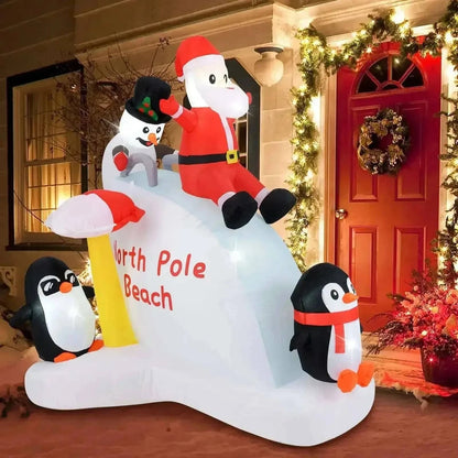 6 Feet Christmas Inflatable with Blow up Penguins and Santa Decoration Cartsfy Inc.
