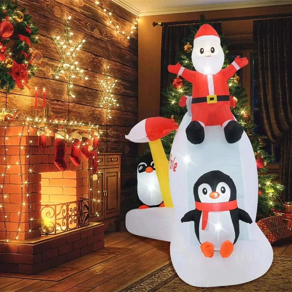6 Feet Christmas Inflatable with Blow up Penguins and Santa Decoration Cartsfy Inc.
