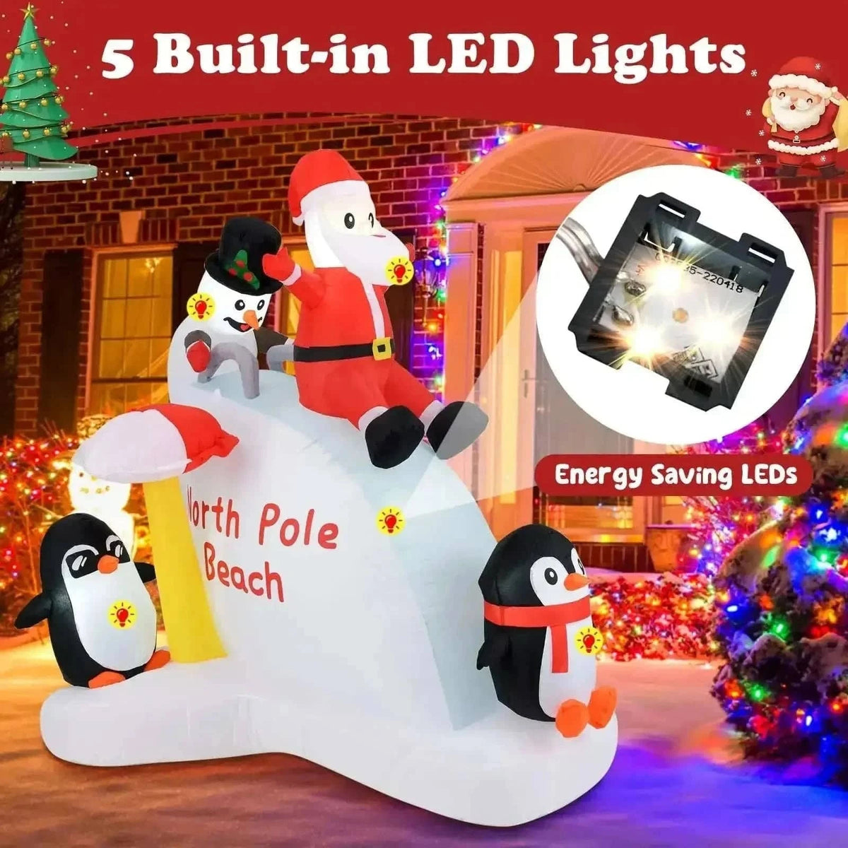 6 Feet Christmas Inflatable with Blow up Penguins and Santa Decoration Cartsfy Inc.