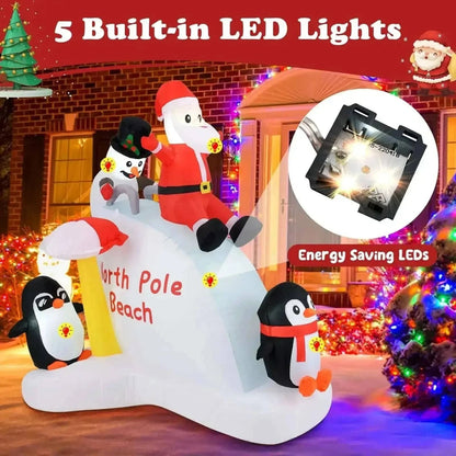 6 Feet Christmas Inflatable with Blow up Penguins and Santa Decoration Cartsfy Inc.